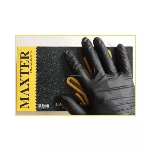 Maxter Prémium Black Nitril 5,5g- feteke nitril gumikesztyű, 100db, M-es méretben