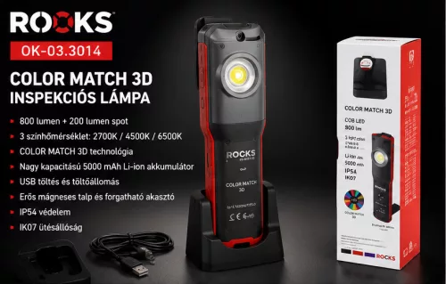 ROOKS COLOR MATCH 3D Inspekciós Lámpa - Színvizsgáló lámpa, hideg, meleg, semleges fénnyel