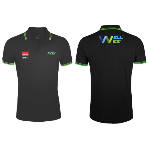 Wellwex galléros, hímzett póló